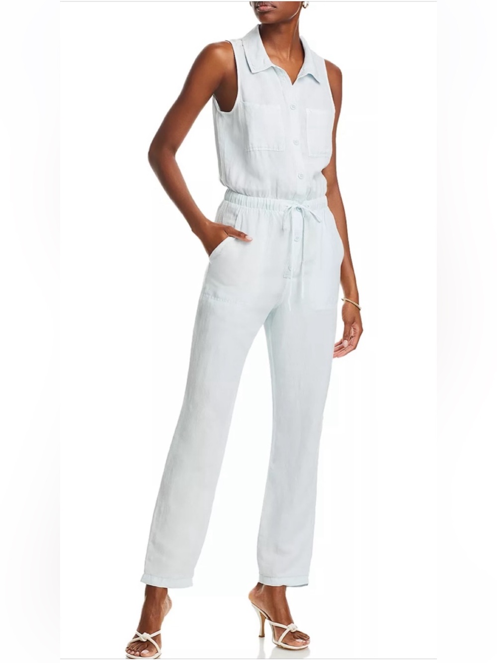Like New Bella Dahl Sunday Pocket Jumpsuit in coastal sky